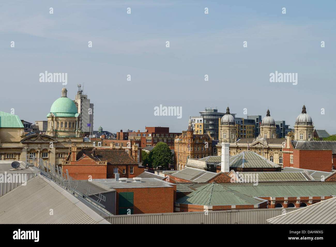 Blick über die Dächer von Hull City Centre UK Stockfoto