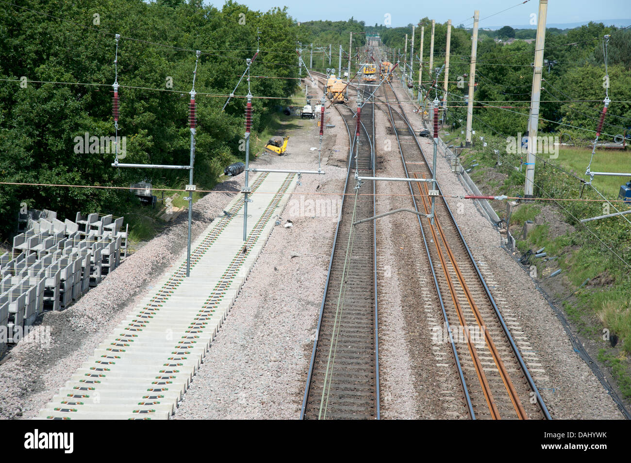 Änderungen durchgeführt, die West Coast Main Line zwischen Warrington und Preston Stockfoto