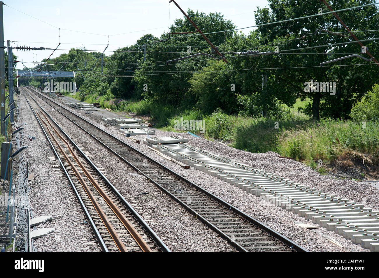 Änderungen durchgeführt, die West Coast Main Line zwischen Warrington und Preston Stockfoto