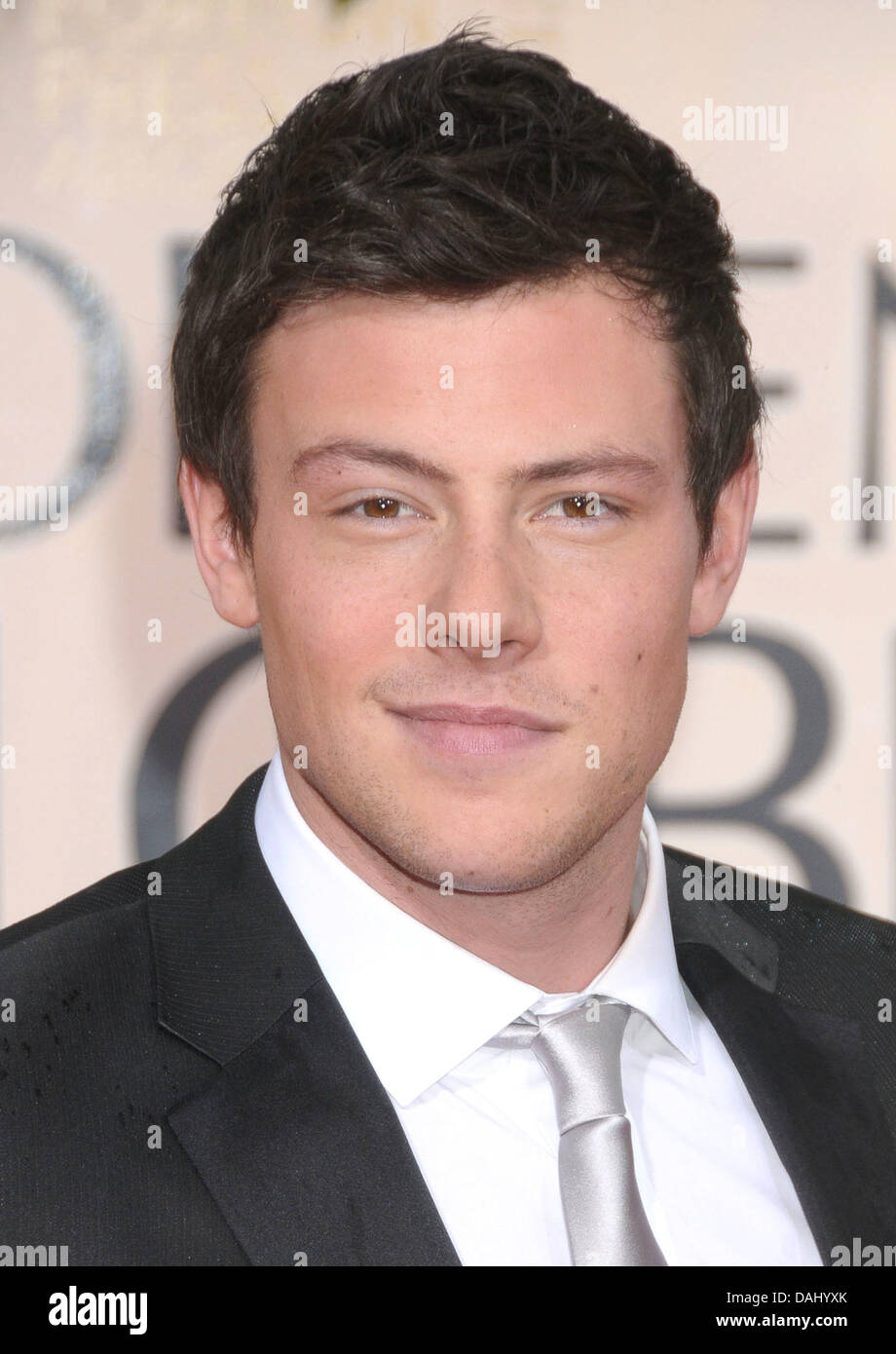 Datei Foto - Cory Monteith, der Finn Hudson auf der erfolgreichen TV-Show "Glee" spielte, wurde tot in einem Hotelzimmer in Vancouver, Kanada auf Samstag, 13. Juli 2013 gefunden. Der plötzliche Tod von der 31-jährige kanadische Schauspieler kamen einige Monate, nachdem er sich freiwillig in eine Verwertungsanlage für Substanz sucht eingecheckt hatte. Bild: 17. Januar 2010 - Los Angeles, Kalifornien, US - Schauspieler CORY MONTEITH bei der Golden Globe Verleihung im Beverly Hilton Hotel statt. (Bild Kredit: Kredit: Paul Fenton/ZUMAPRESS.com/Alamy Live-Nachrichten) Stockfoto