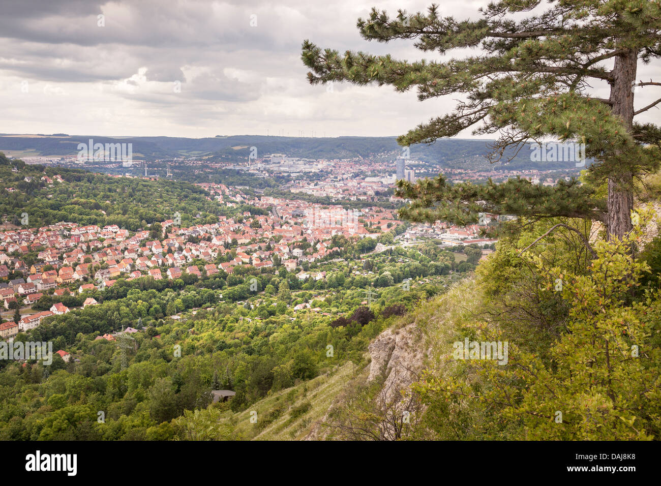 Blick vom Jenzig Hill in Jena, Thüringen, Deutschland Stockfoto