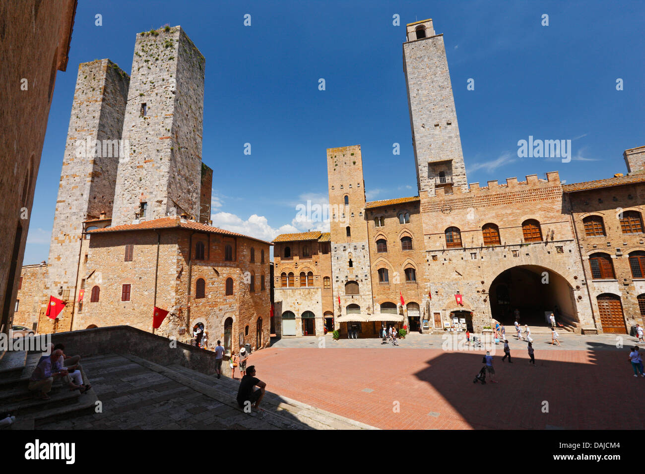 San Gimignano, Piazza Duomo, Italien Stockfoto