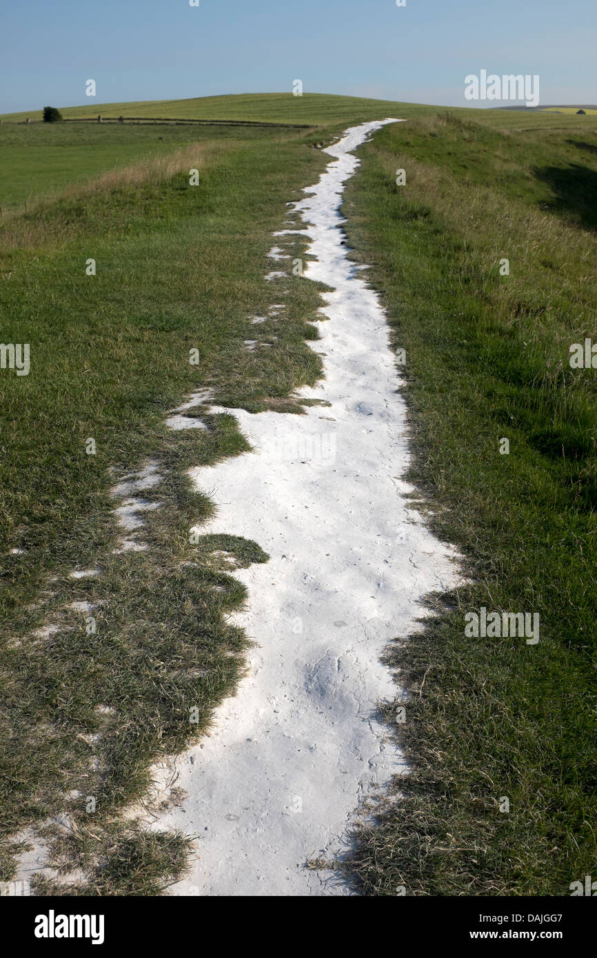 Kreide, Wanderweg rund um den Steinen in Avebury Stockfoto