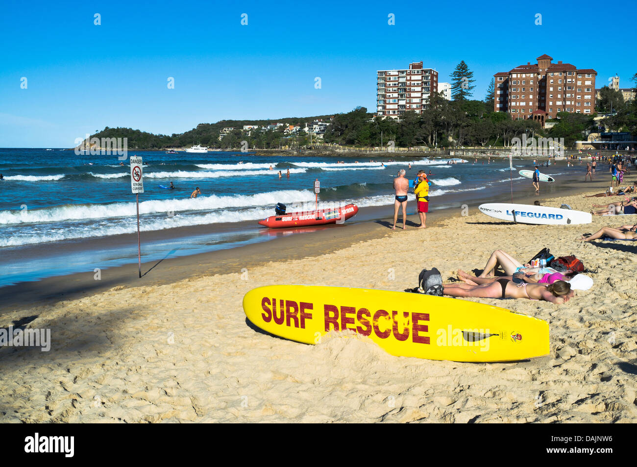 dh Manly Beach SYDNEY AUSTRALIEN Rettungsstation Surf Rettung Australier Sandstrand australischen Post Stockfoto