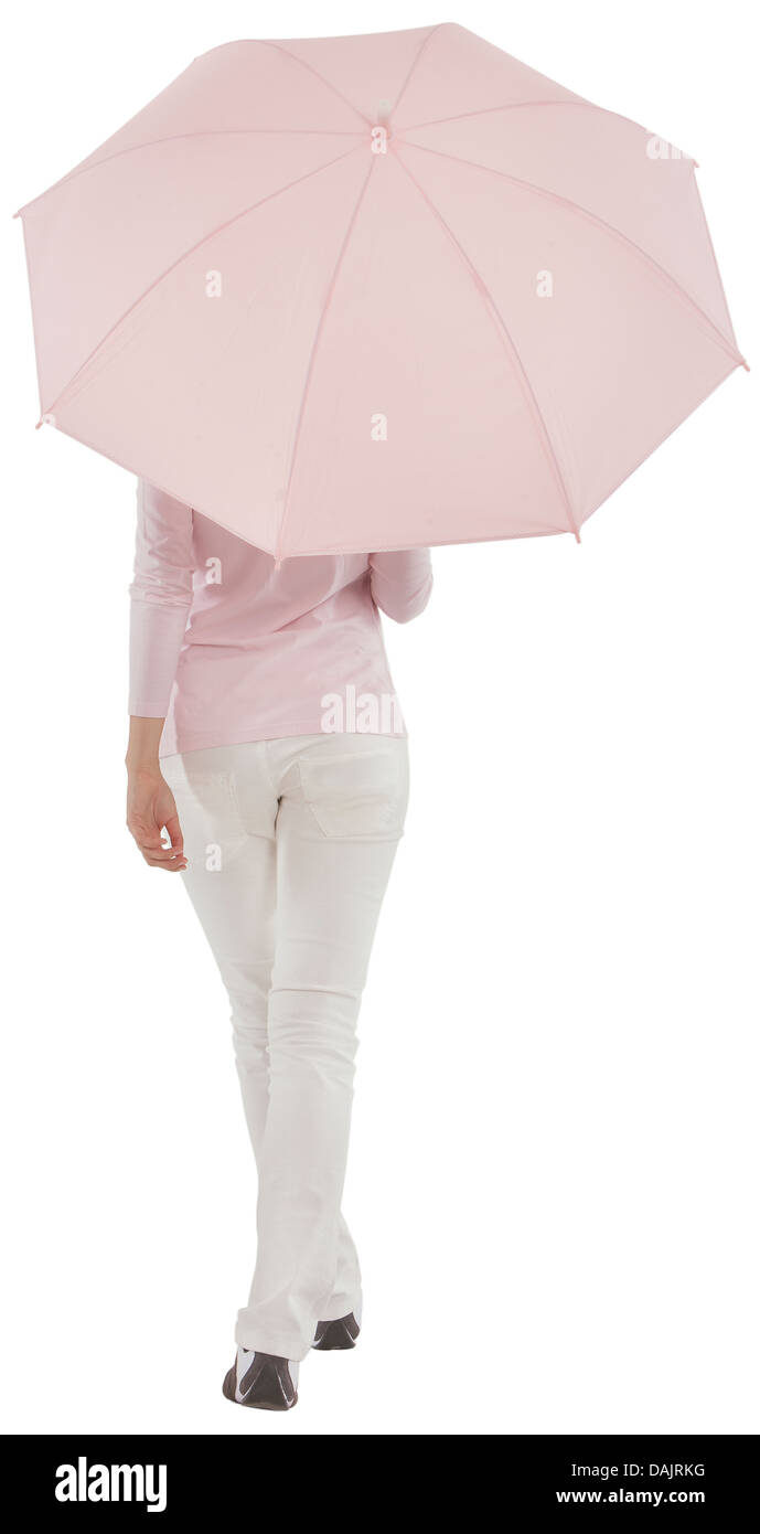 Junge Frau mit Regenschirm Stockfoto