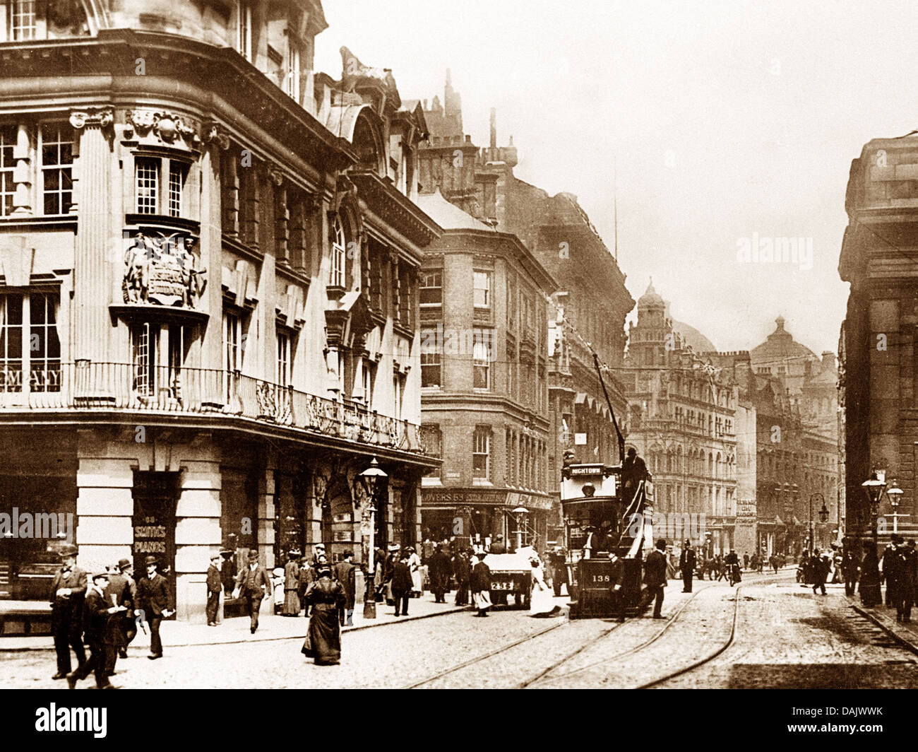 Überqueren Sie Manchester Street 1900 Stockfoto