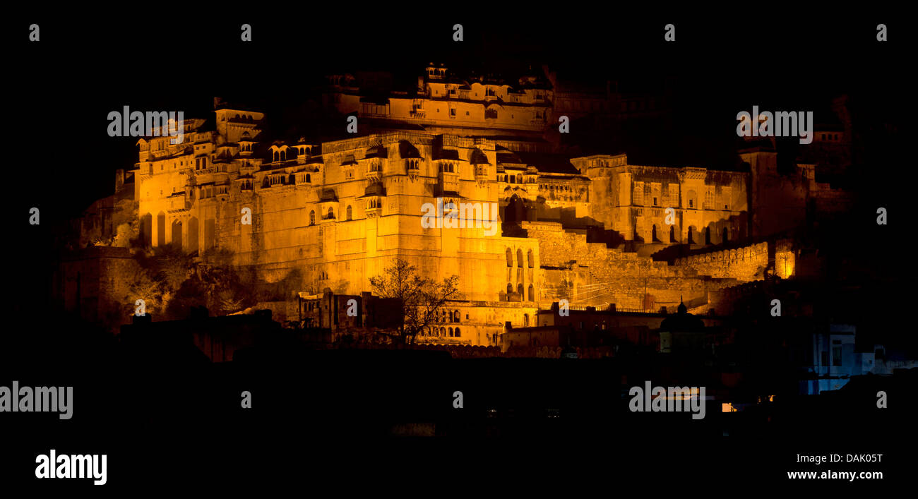 Beleuchtete Taragarh Fort Stockfoto