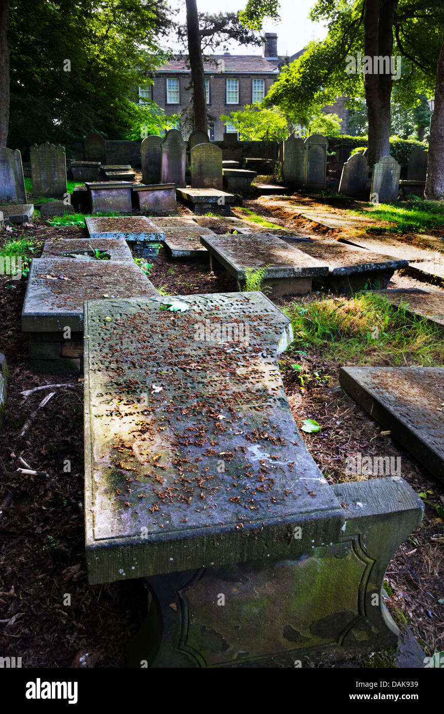 Haworth Kirchhof und die Bronte Parsonage, Haworth, West Yorkshire, UK Stockfoto