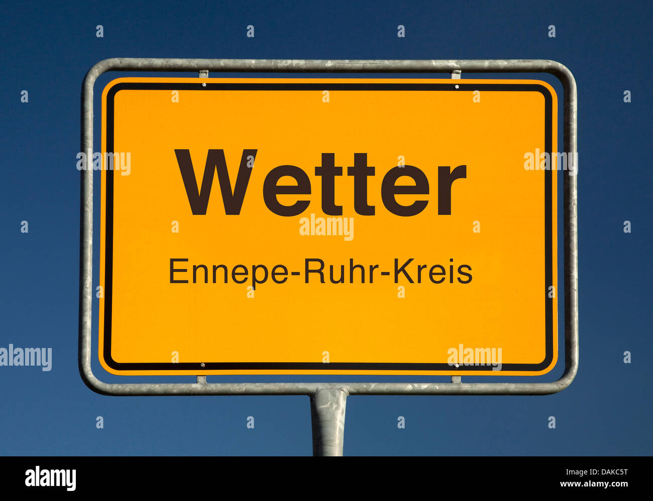 Feuchter Ort Namensschild, Wetter/Ruhr, Ruhrgebiet, Nordrhein-Westfalen, Deutschland Stockfoto