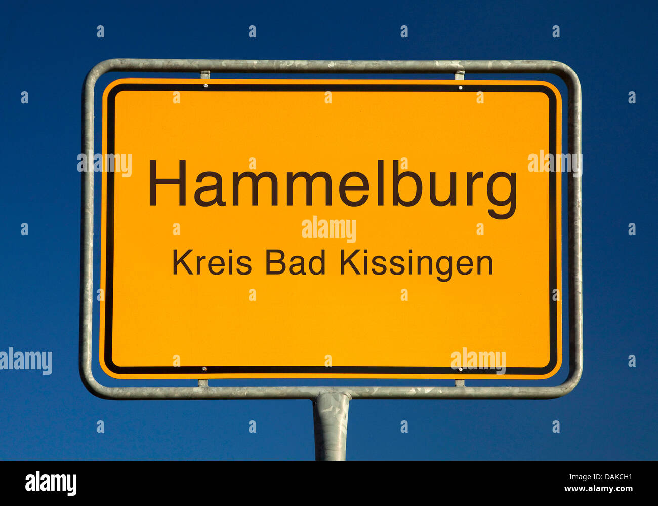 Hammelburg Ort Namensschild, Hammelburg, Kreis Bad Kissingen, Bayern, Deutschland Stockfoto