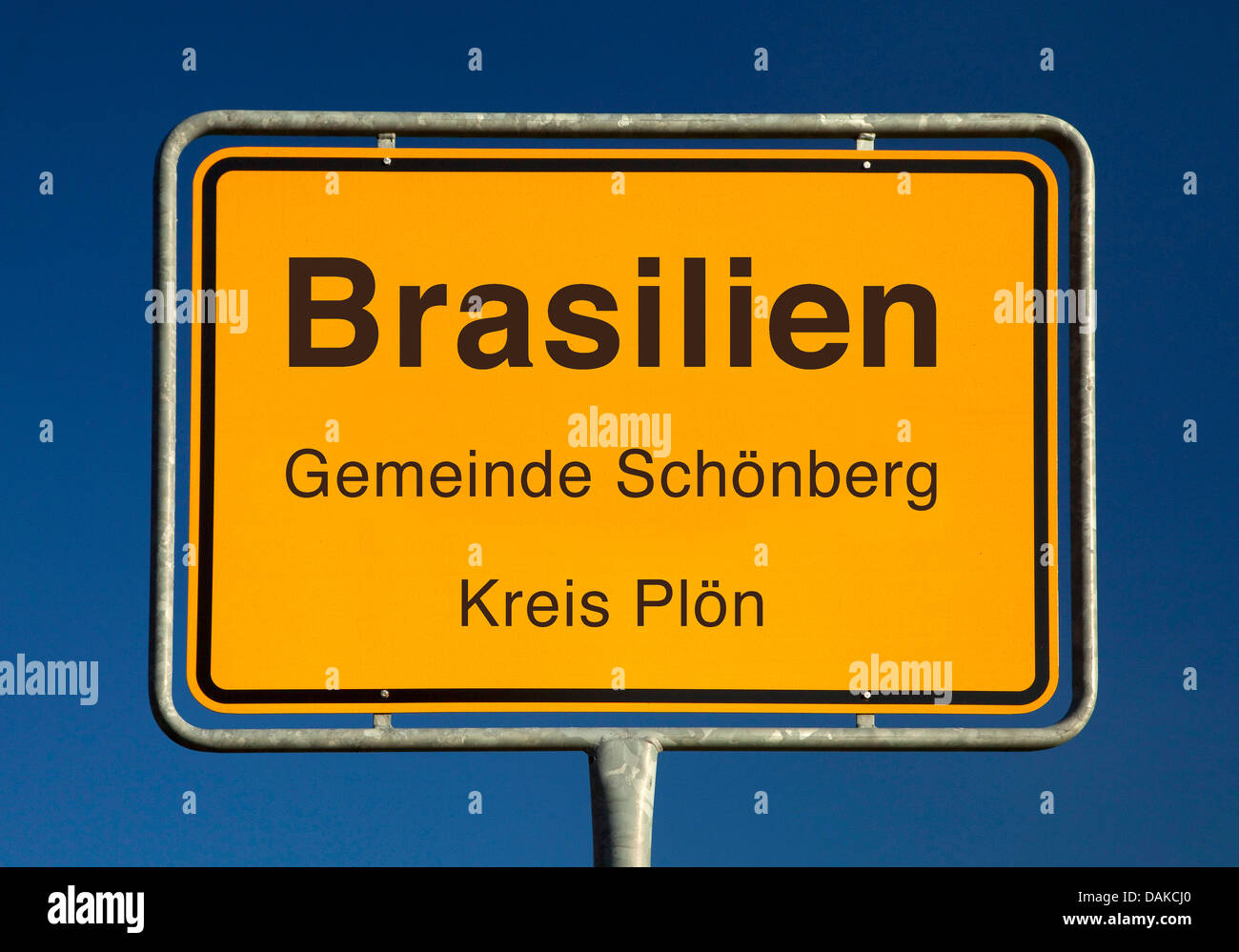 Brasilien-Ortsname unterzeichnen, Deutschland, Schleswig-Holstein, Kreis Ploen, Brasilien Stockfoto