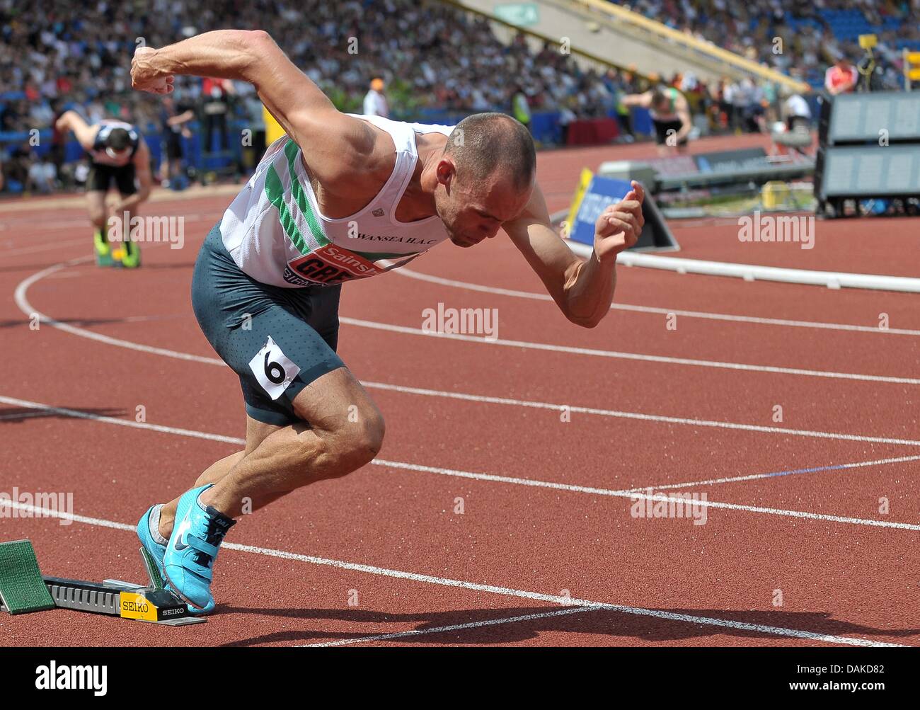 Birmingham, Vereinigtes Königreich. 13. Juli 2013. Dai GREENE (SWANSEA). Mens-400-Meter-Hürdenlauf. Sainsburys britischen Meisterschaften. Diamond League. Alexander-Stadion. Birmingham. VEREINIGTES KÖNIGREICH. 13.07.2013. © Sport In Bilder/Alamy Live-Nachrichten Stockfoto