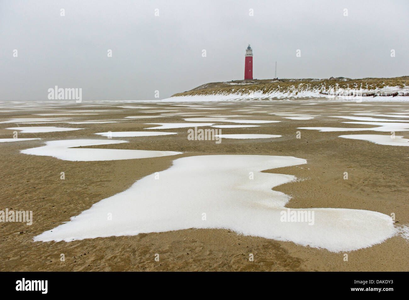 Eierland Leuchtturm im Winter, Niederlande, Texel Stockfoto