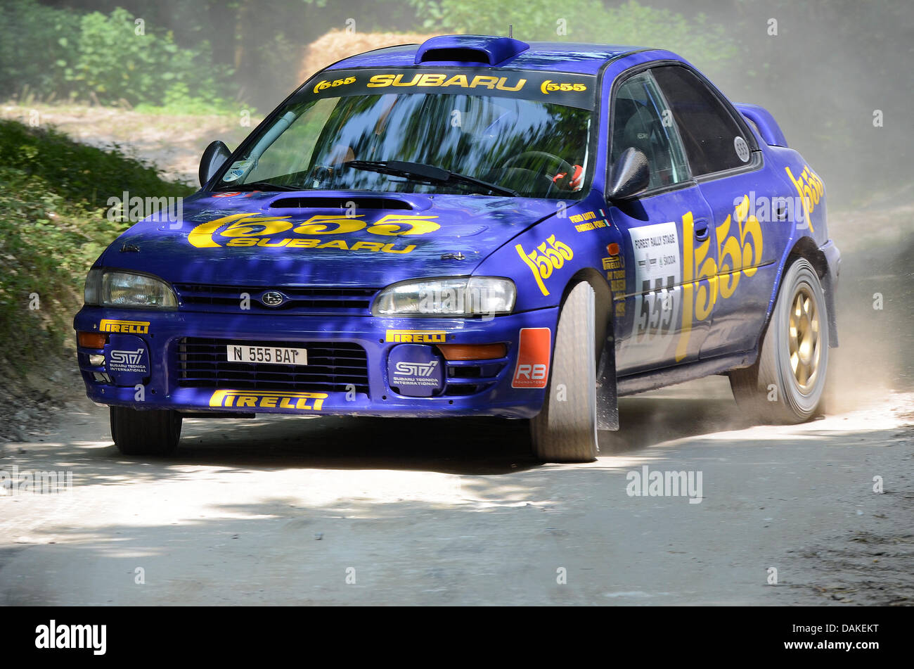 Subaru Impreza rallye auto Am Goodwood Festival der Geschwindigkeit. 555 Sponsoring BAT Stockfoto