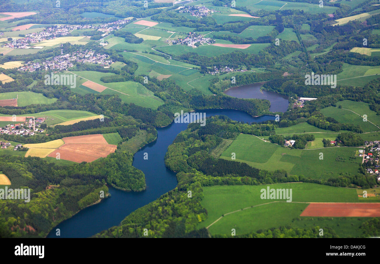 Luftbild, Agger Stausee, Deutschland, Nordrhein-Westfalen, Bergisches Land Stockfoto