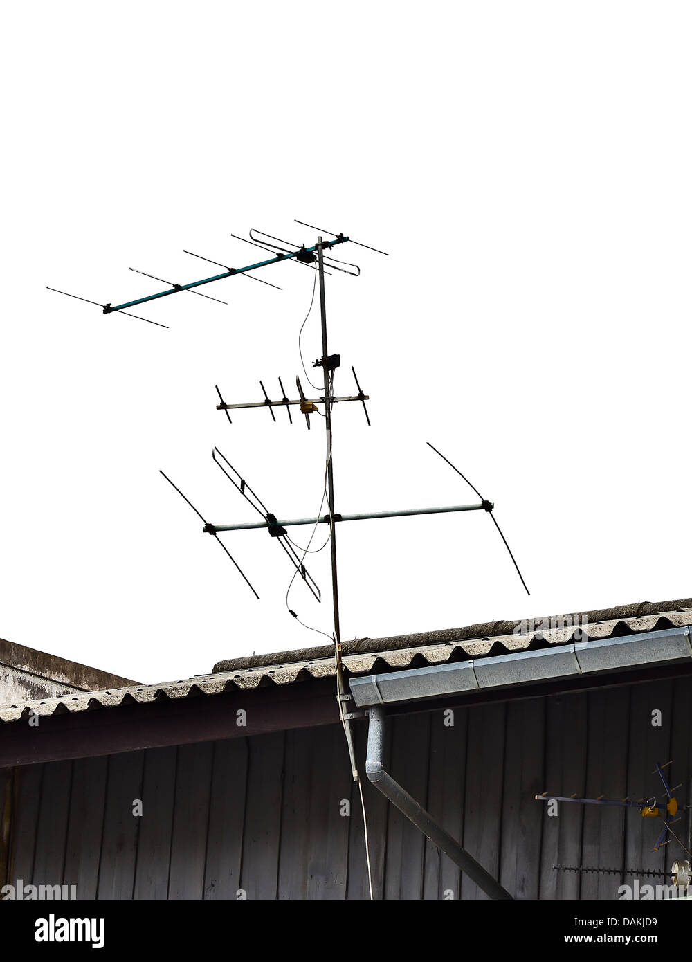 TV-Antenne auf dem Dach Stockfoto