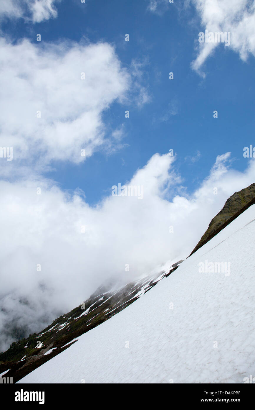 Schneefeld am Col de Balme Stockfoto