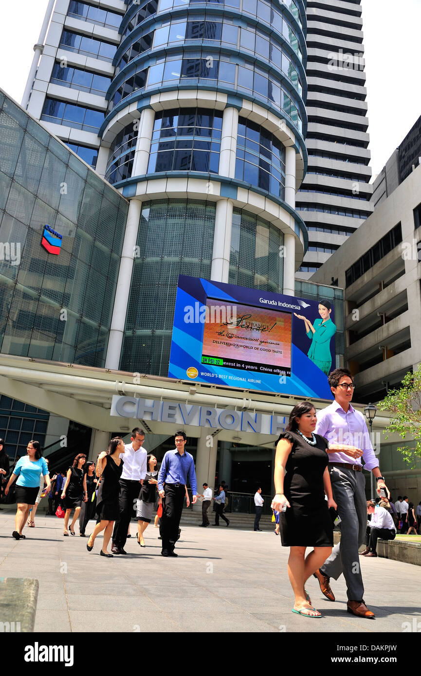Raffles Place Central Business District Singapur Stockfoto