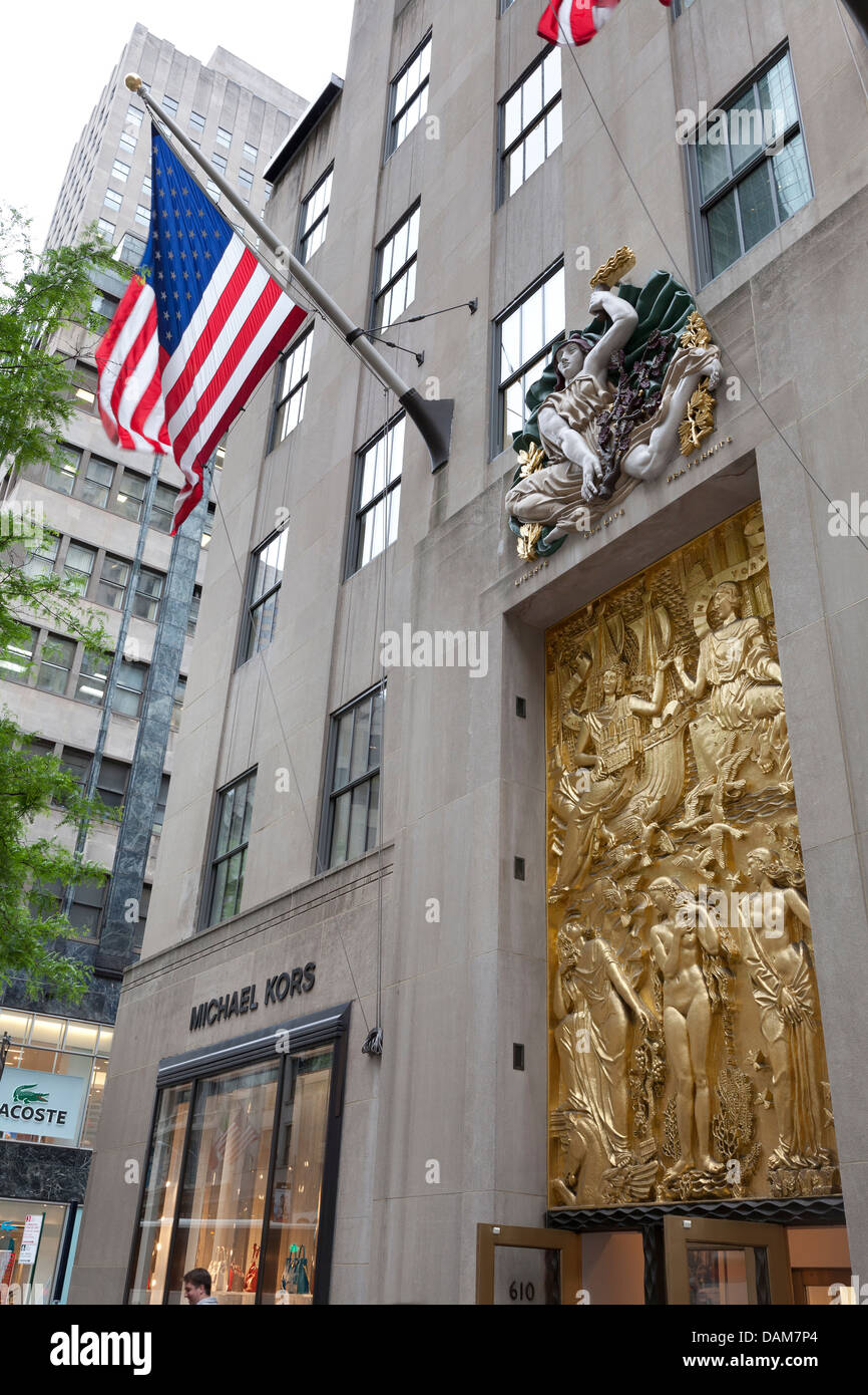 Alfred Janniot Bildhauerei am Rockefeller Plaza in New York City. Stockfoto