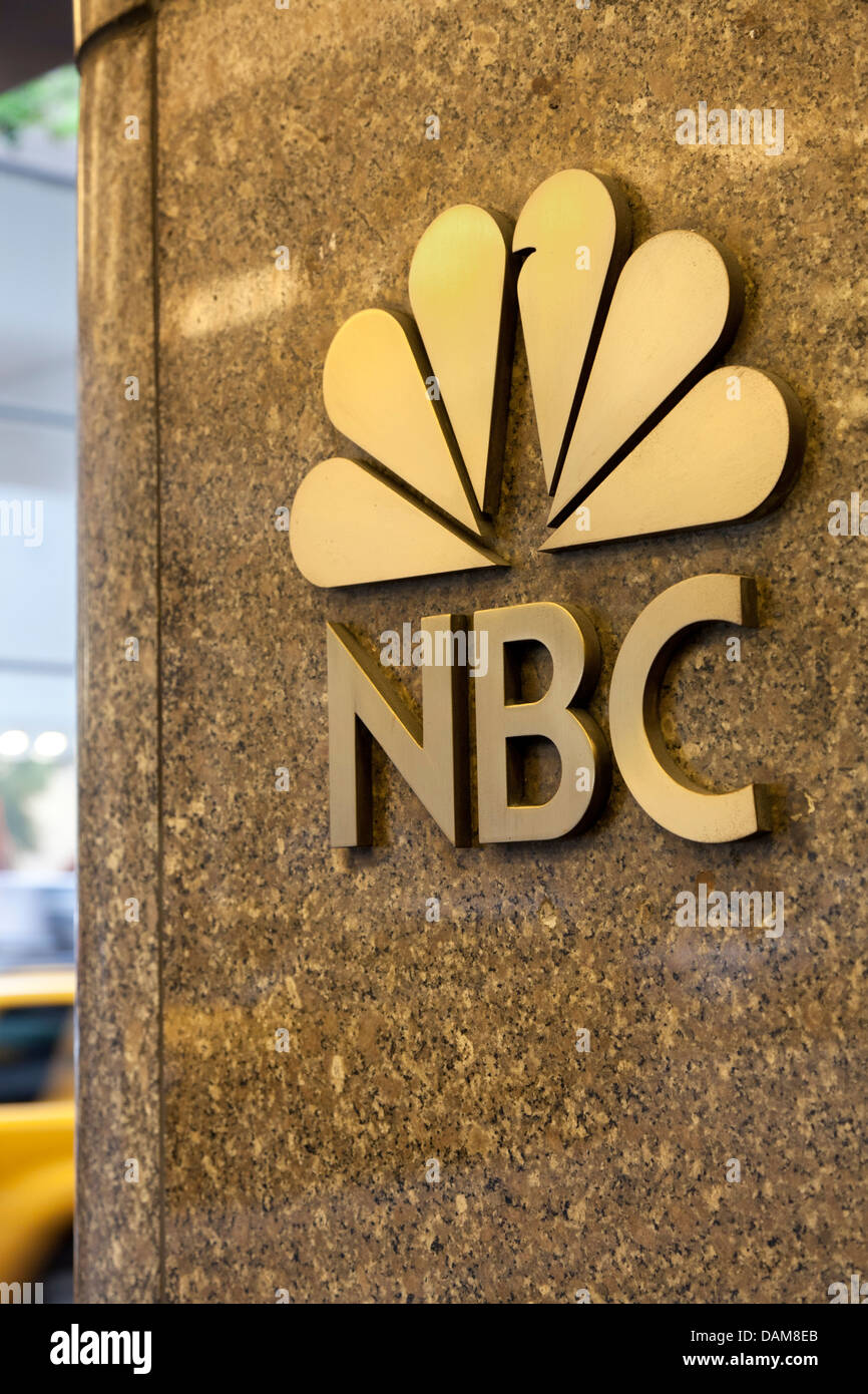 Zeichen von NBC, Manhattan, New York City Stockfoto