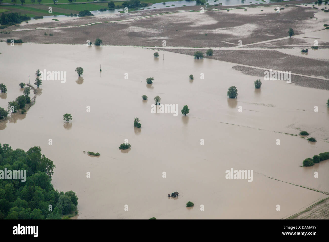 Naturschutzgebiet Grabenstaetter Moos am Chiemsee im Juni 2013 überflutet, Deutschland, Bayern, See Chiemsee Stockfoto