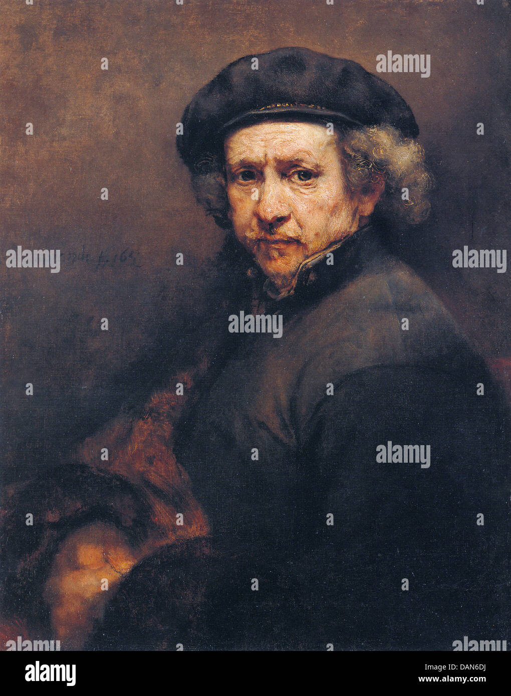 REMBRANDT (1606-1669) Selbstporträt des niederländischen Malers 1659 Stockfoto