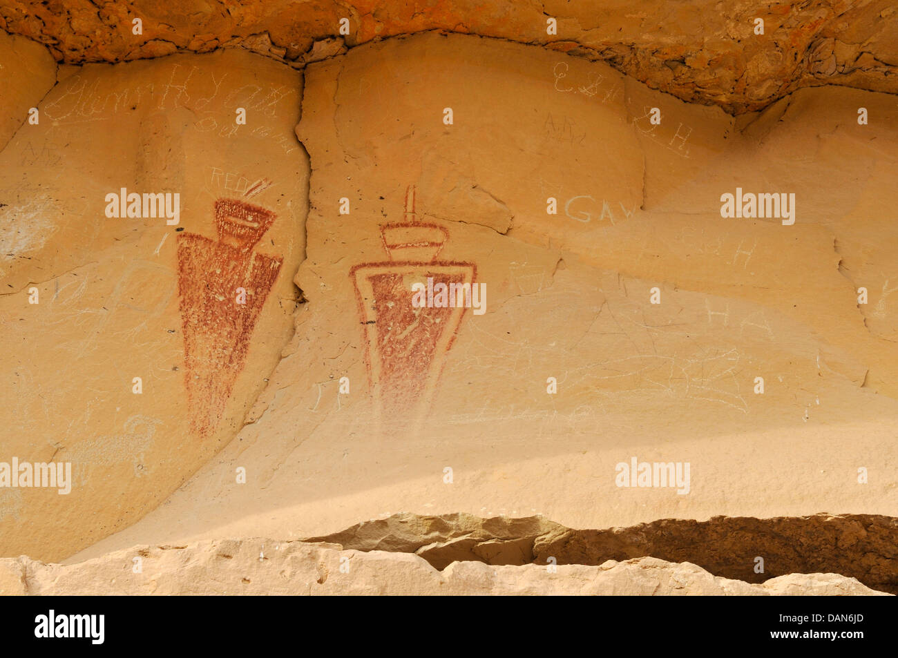 USA, Utah, Felskunst an Sego Canyon Petroglyphen Stockfoto