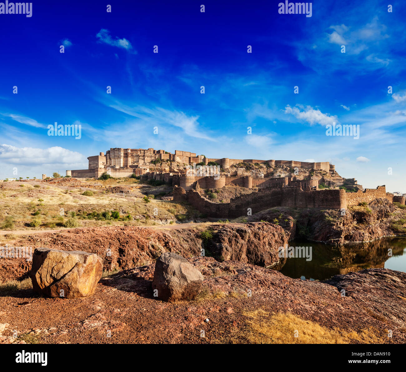 Majestätische Mehrangarh Fort, Jodhpur, Rajasthan, Indien Stockfoto