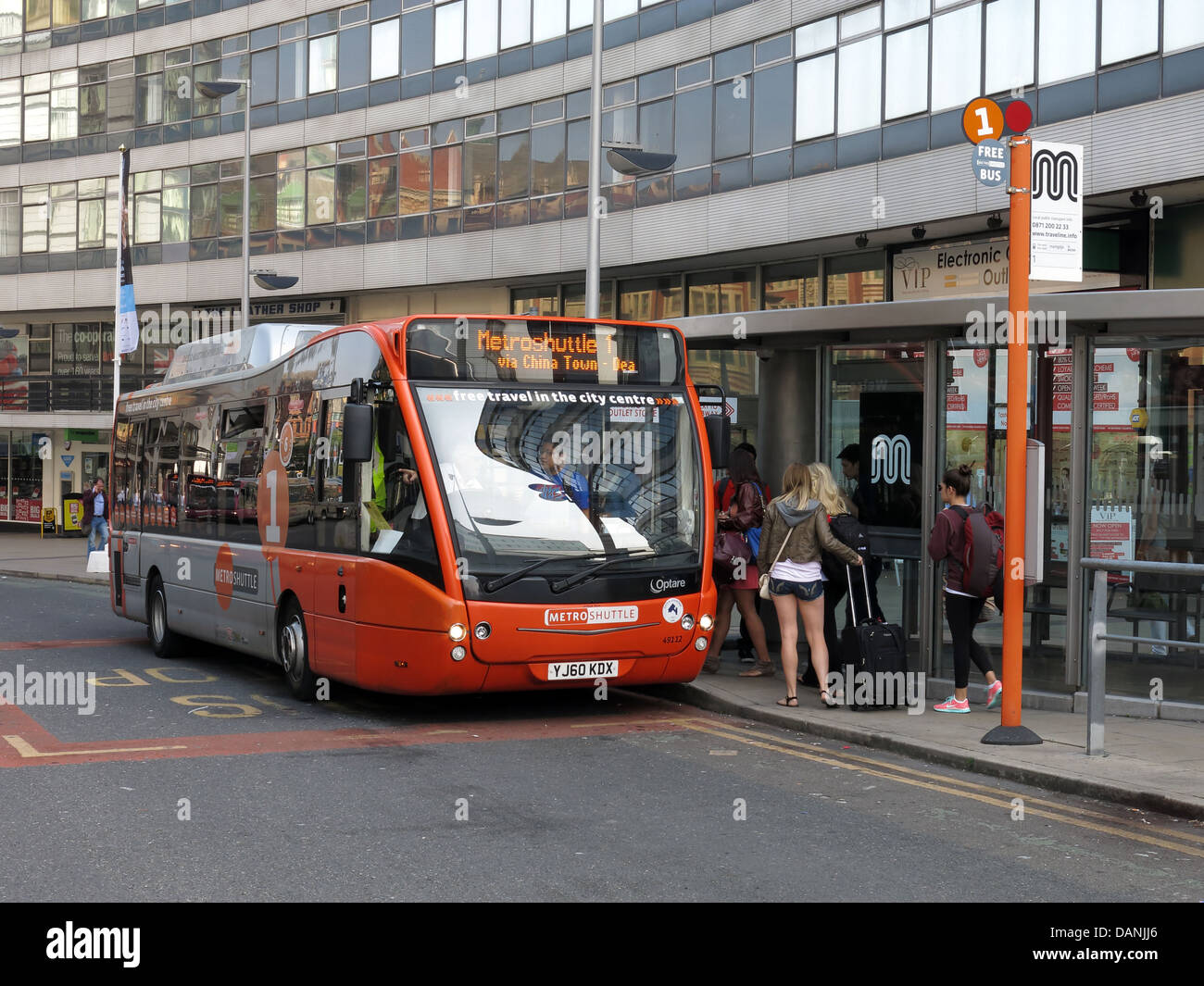 Manchester City Transport kostenloser Bus der MetroShuttle Stockfoto