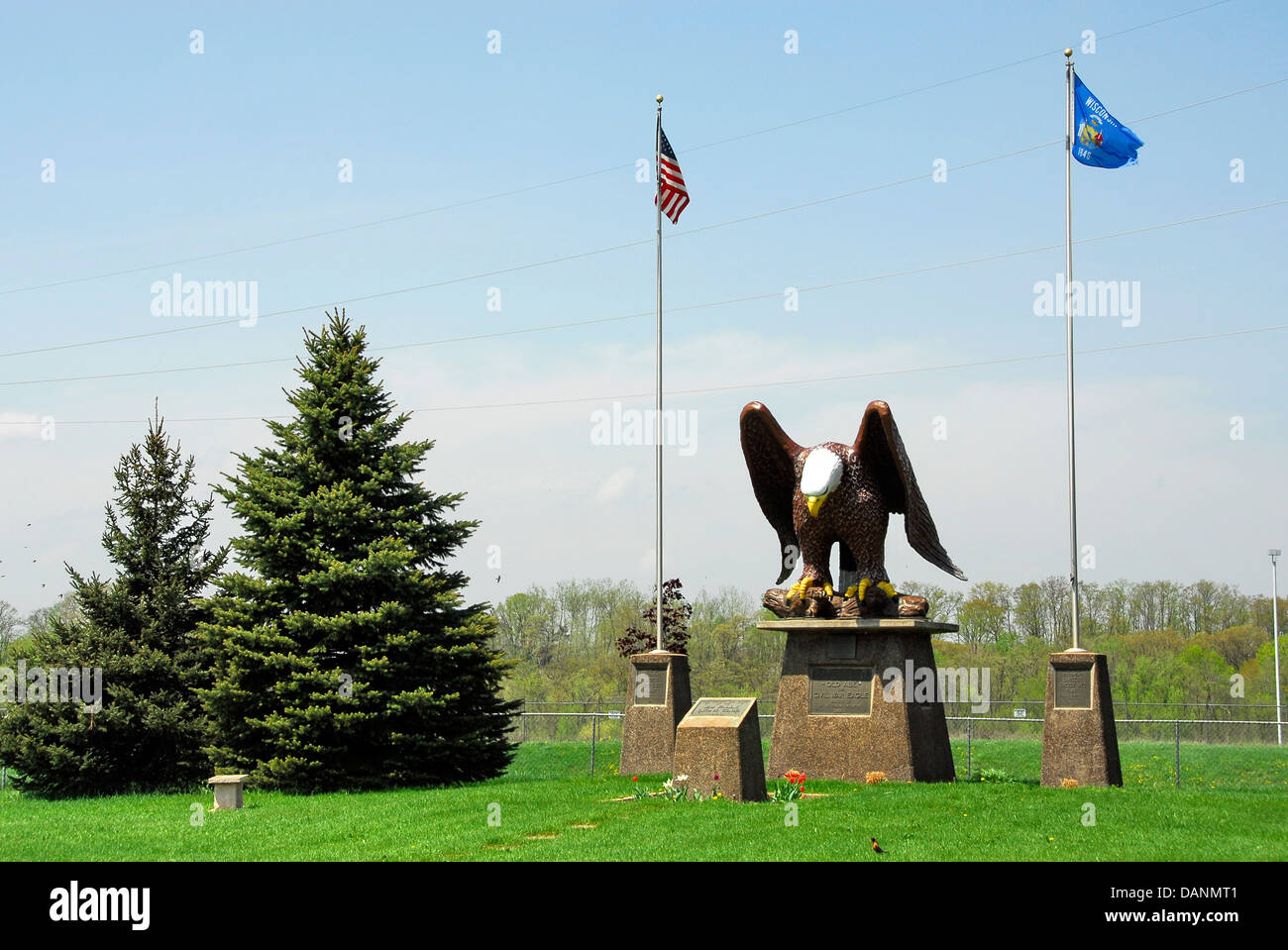 Alte Abe Statue, dem Bürgerkrieg Adler Maskottchen des 8. Wisconsin freiwillige Infanterie-Regiments Stockfoto