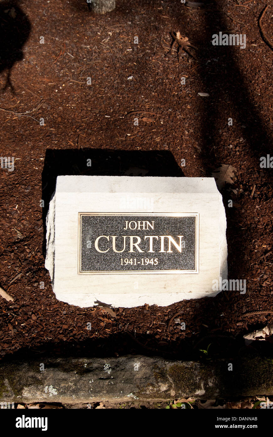 Plaque, John Curtin (Premierminister von Australien 1941-1945), Prime Minister Korridor der Eichen, Australien. Stockfoto