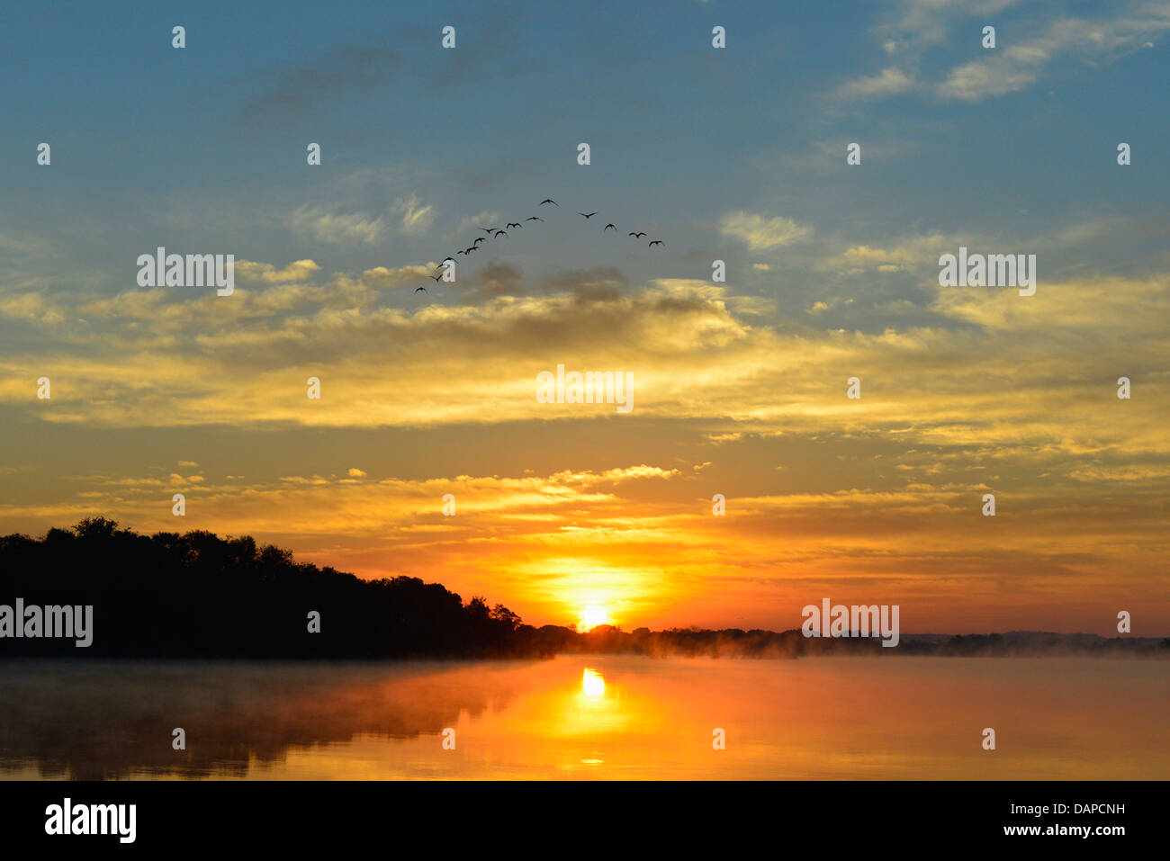 Sambesi an den Victoria Fällen, ein Weltkulturerbe, Grenze zwischen Simbabwe und Sambia und eine Welt berühmten touristischen resort Stockfoto
