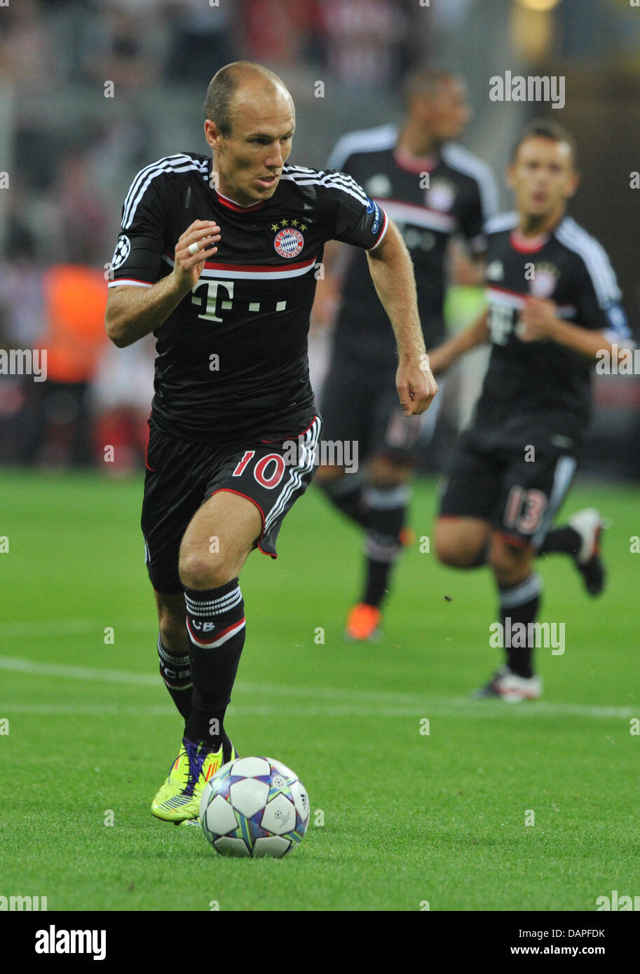 Bayerns Arjen Robben während der Champions League Qualifikation Runde erste Bein Fußballspiel zwischen FC Bayern München und FC Zürich in der Allianz Arena in München, 17. August 2011. Foto: Peter Kneffel Dpa/lby Stockfoto