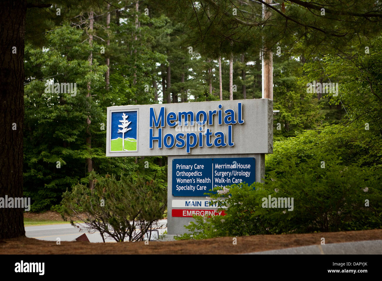 Memorial Hospital ist in North Conway abgebildet. Stockfoto