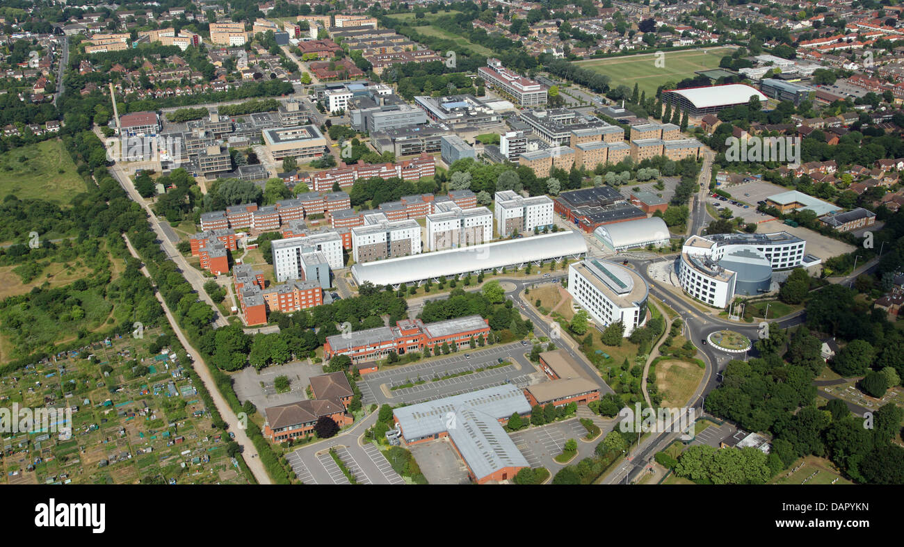 Luftaufnahme der Brunel University in Uxbridge, London Stockfoto