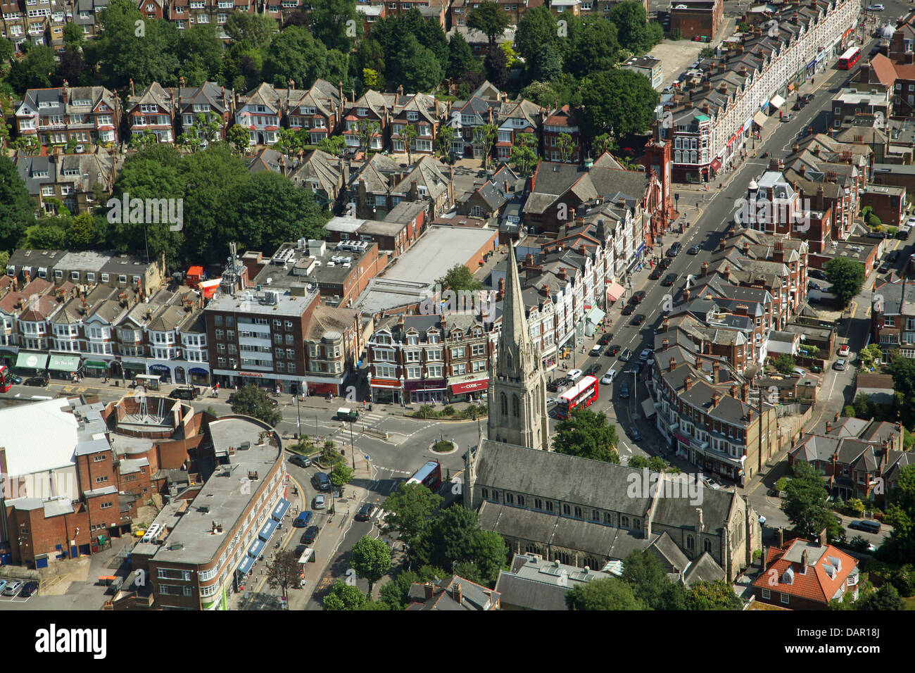 Luftaufnahme von Muswell Hill in London N10 Stockfoto