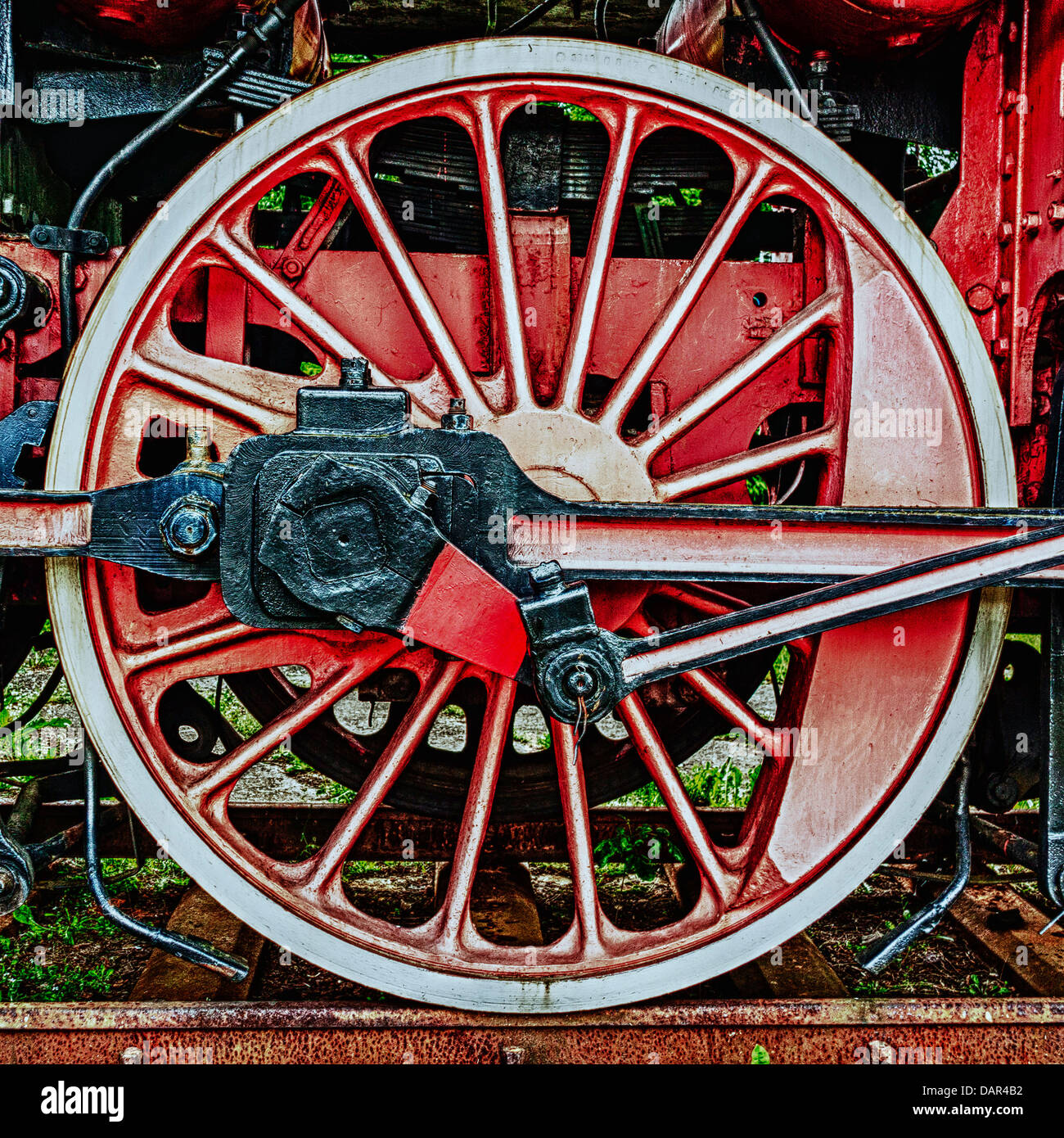 Eisenrad alte Lokomotive in der Rumely Rollmaterial Heritage Park, Polen Stockfoto