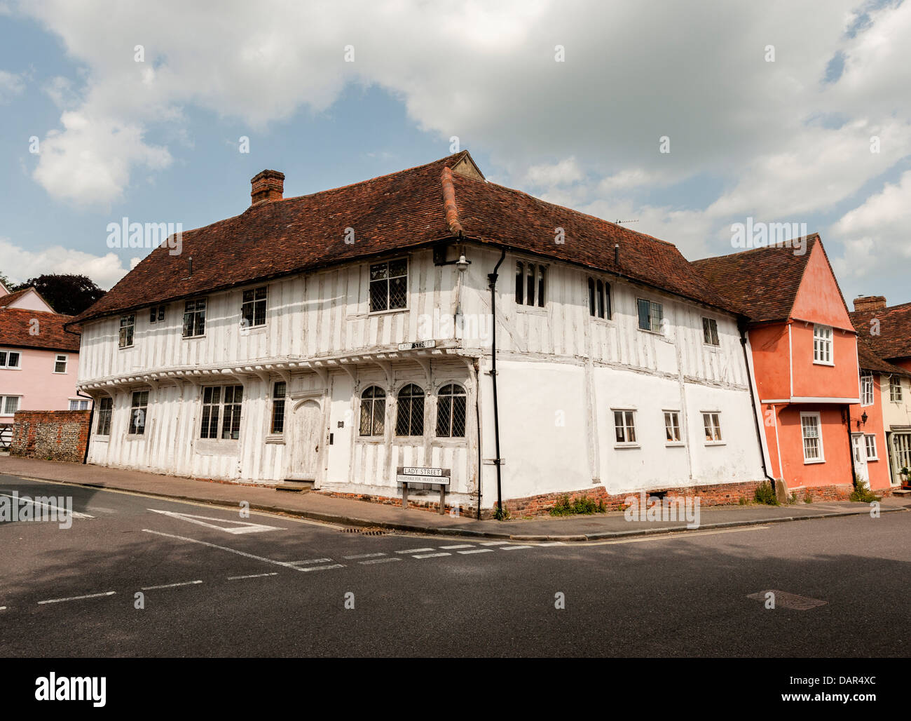 15. Jahrhundert-Holz-Rahmen-Haus in Lavenham Suffolk Stockfoto