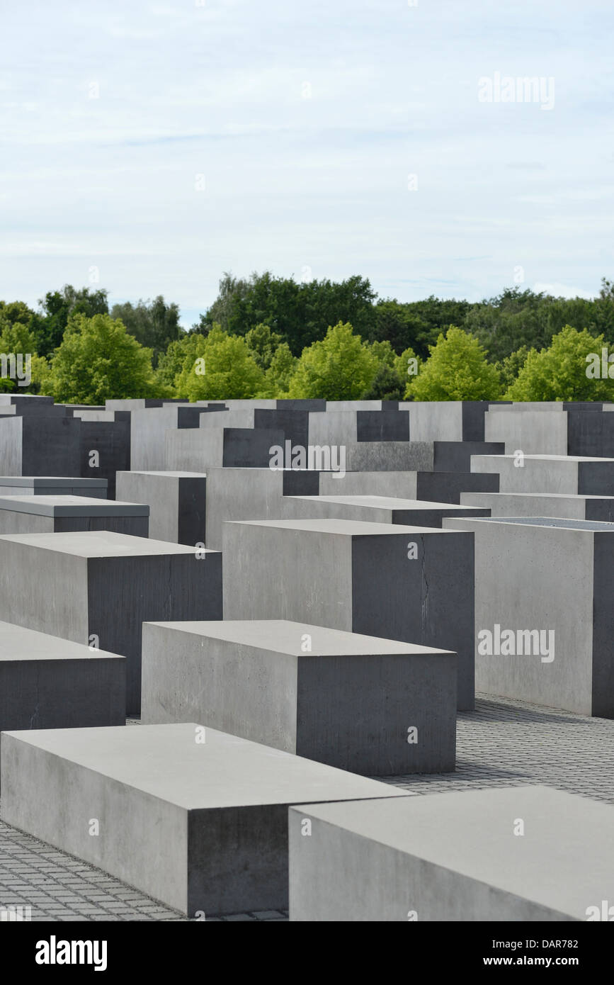 Berlin. Deutschland. Denkmal für die ermordeten Juden Europas / Holocaust-Mahnmal. Stockfoto