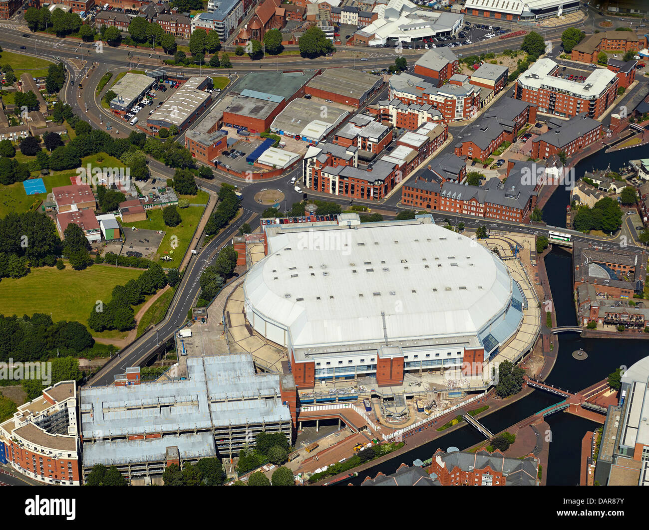 Internationalen Tagungszentrum, Birmingham City Centre aus der Luft, West Midlands, UK Stockfoto