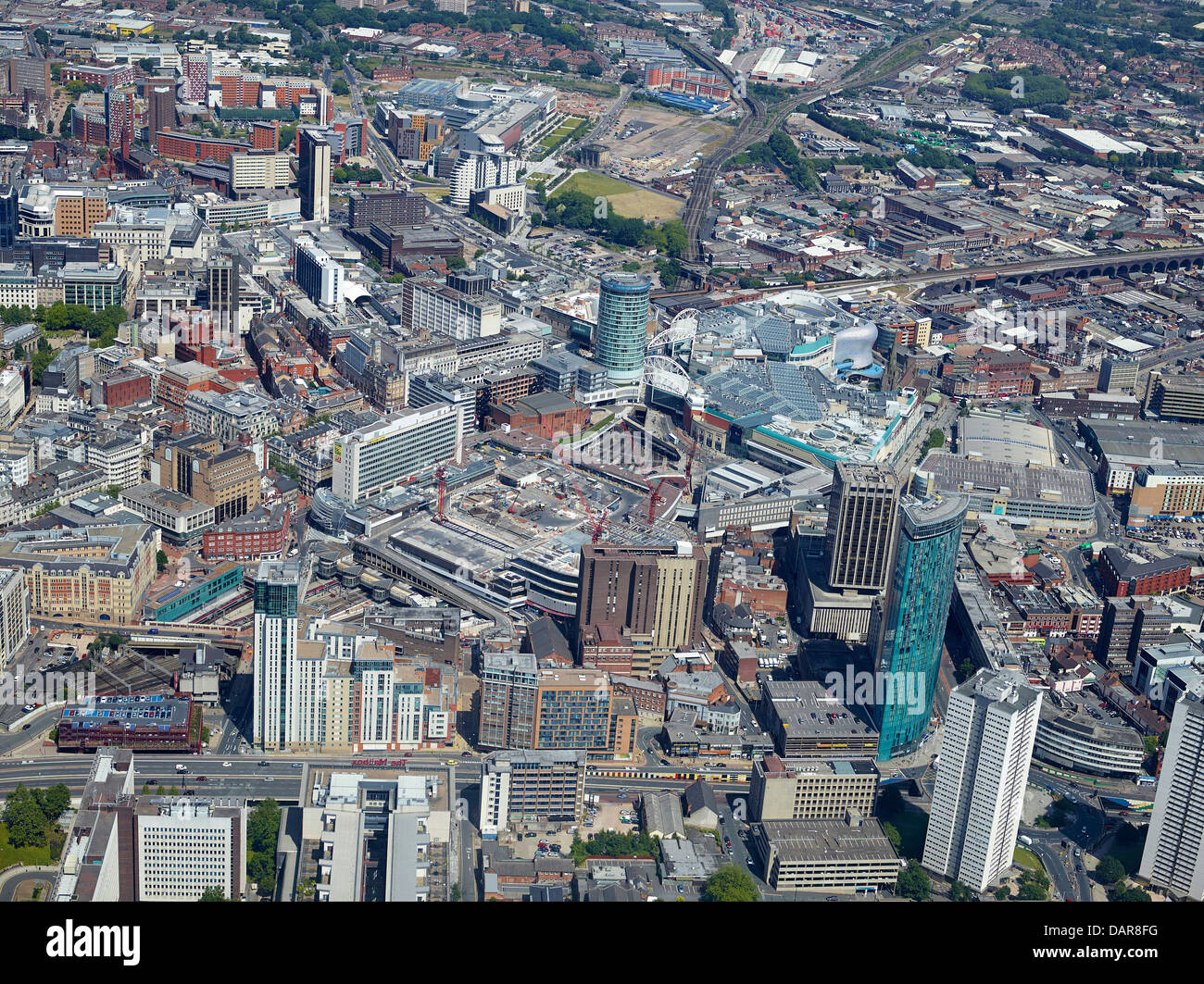 Birmingham City Centre aus der Luft, West Midlands, UK Stockfoto