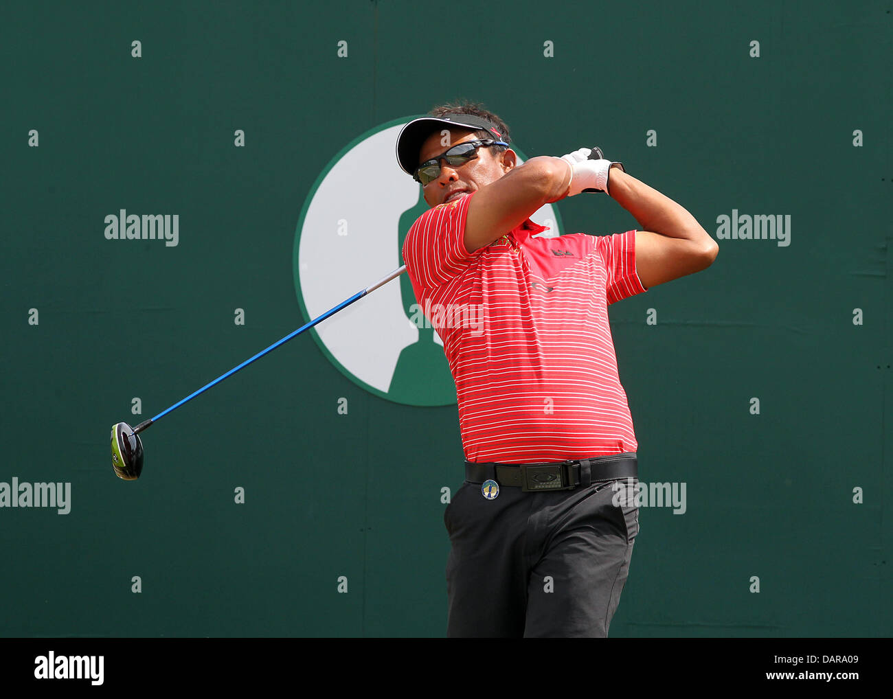 Muirfield, East Lothian, Schottland. 17. Juli 2013. Thailands Thongchai Jaidee in Aktion während einer Praxis Runden vor der Open Golf Championship von Muirfield. Die Open Championship 2013 werden die 142. Open Championship, 18.-21. Juli abgehaltenen Muirfield Golf Links in Gullane, East Lothian, Schottland. Bildnachweis: Aktion Plus Sport/Alamy Live-Nachrichten Stockfoto