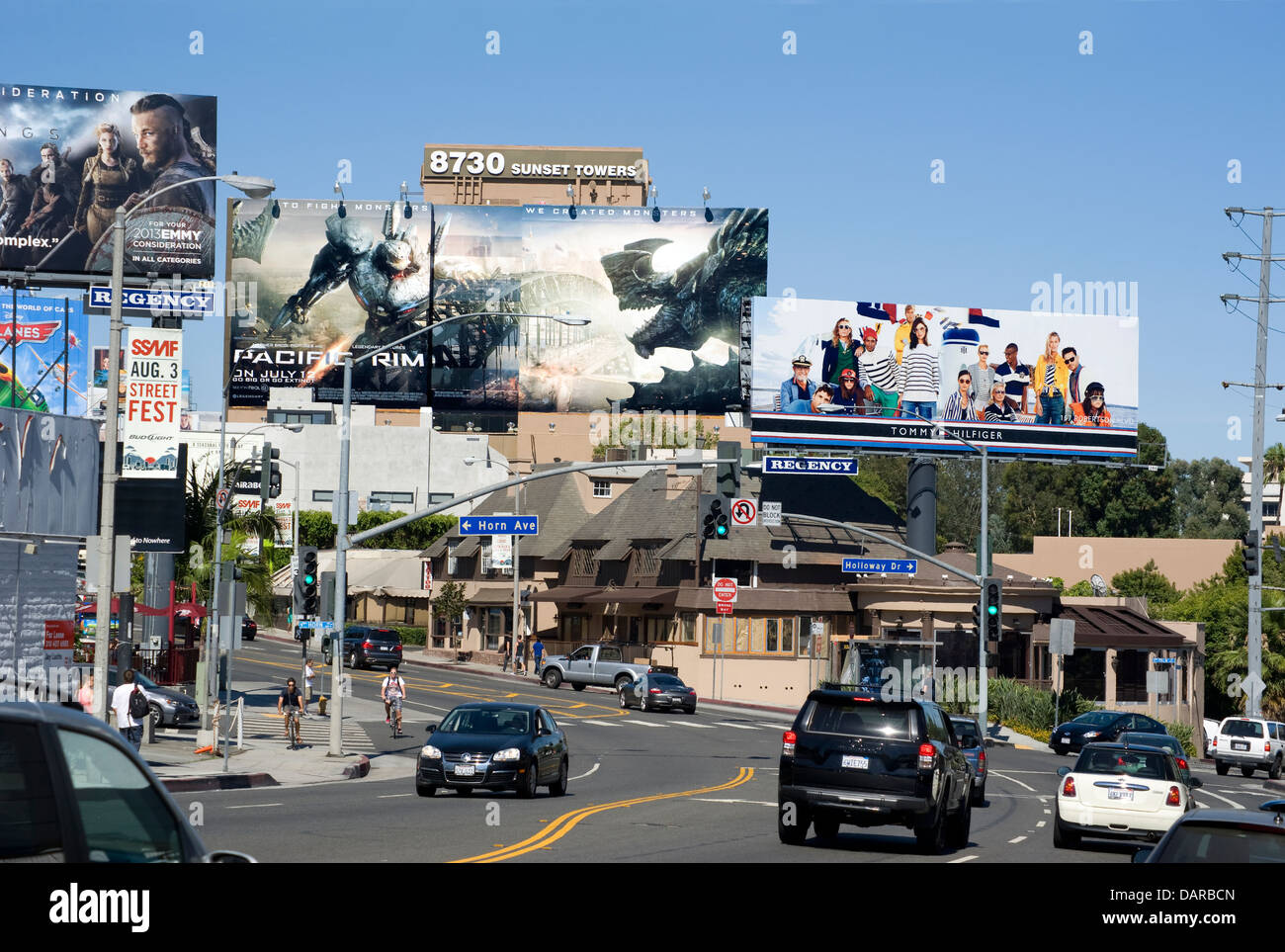 Plakaten auf dem Sunset Strip in Los Angeles, Kalifornien Stockfoto