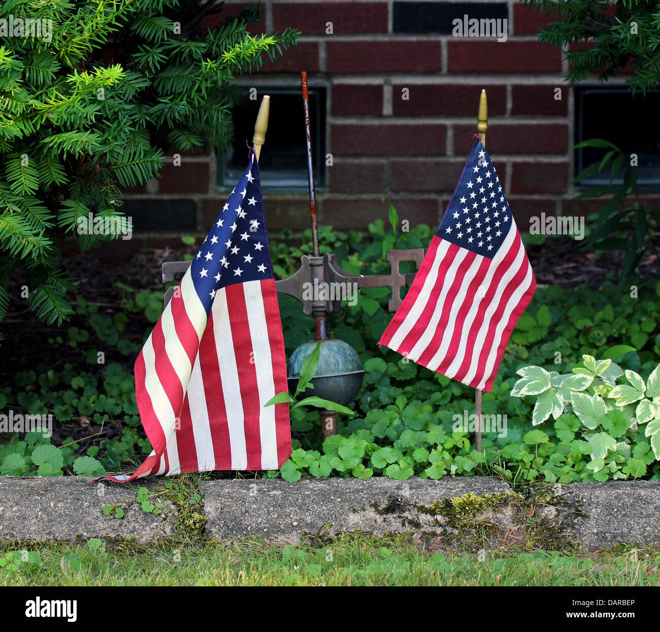 Amerikanische Flaggen Erinnerung Memorial Day Fourth Of July Stockfoto