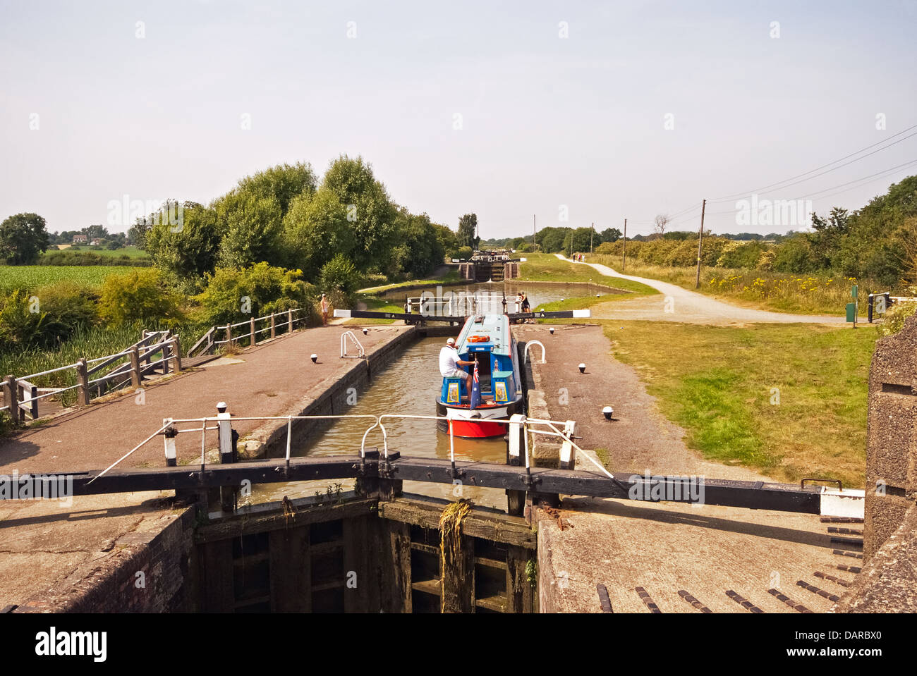 Schmale Boot am Grand Union Canal bei Stoke Bruerne Northamptonshire Stockfoto