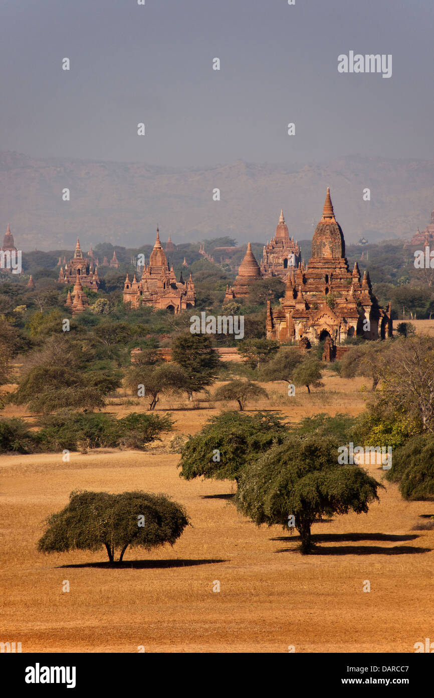 Buddhistische Tempel und Pagoden in Bagan Plain von Myanmar. Stockfoto