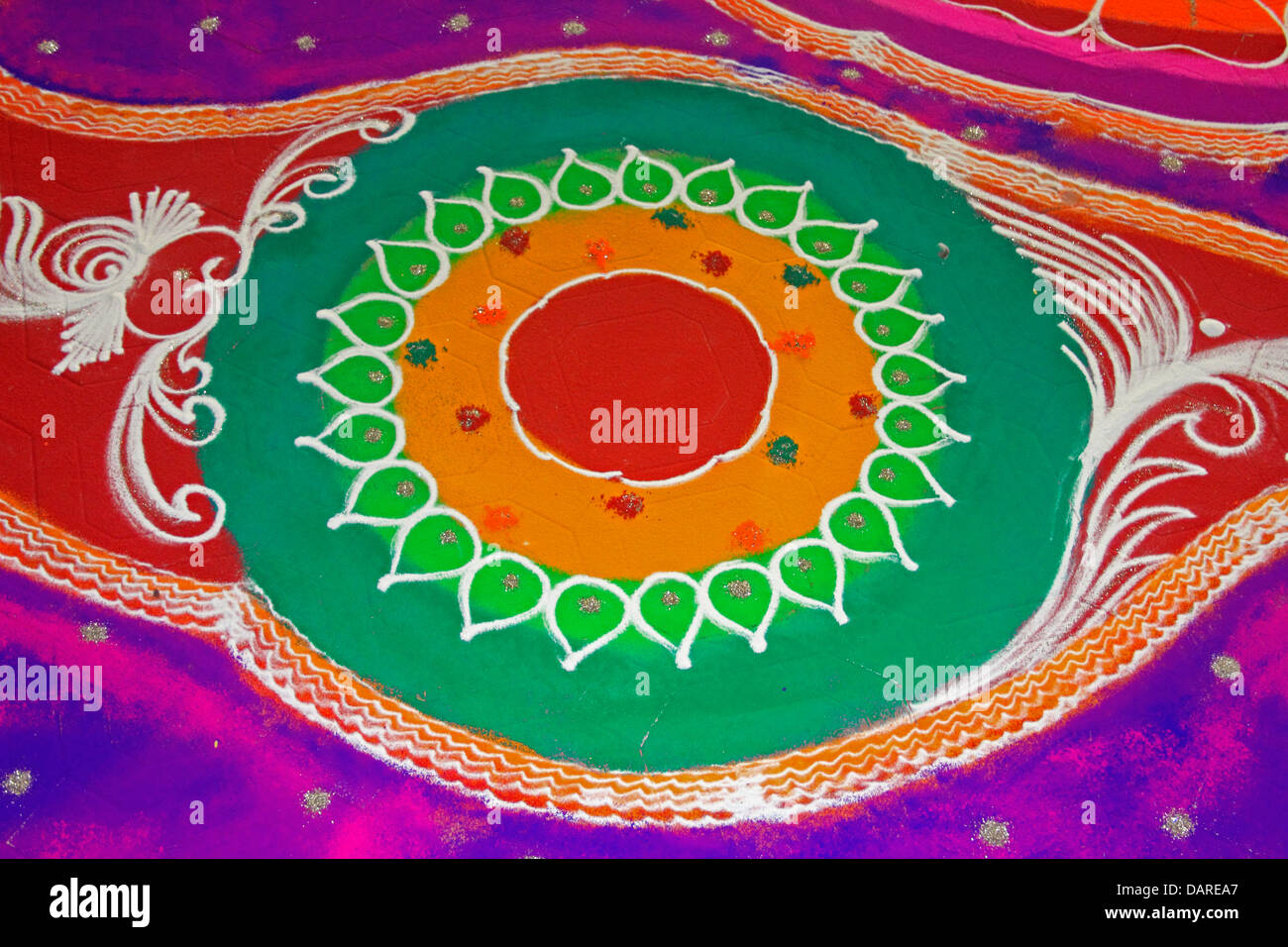 Bunte Rangoli während Diwali-fest, Maharashtra, Indien Stockfoto