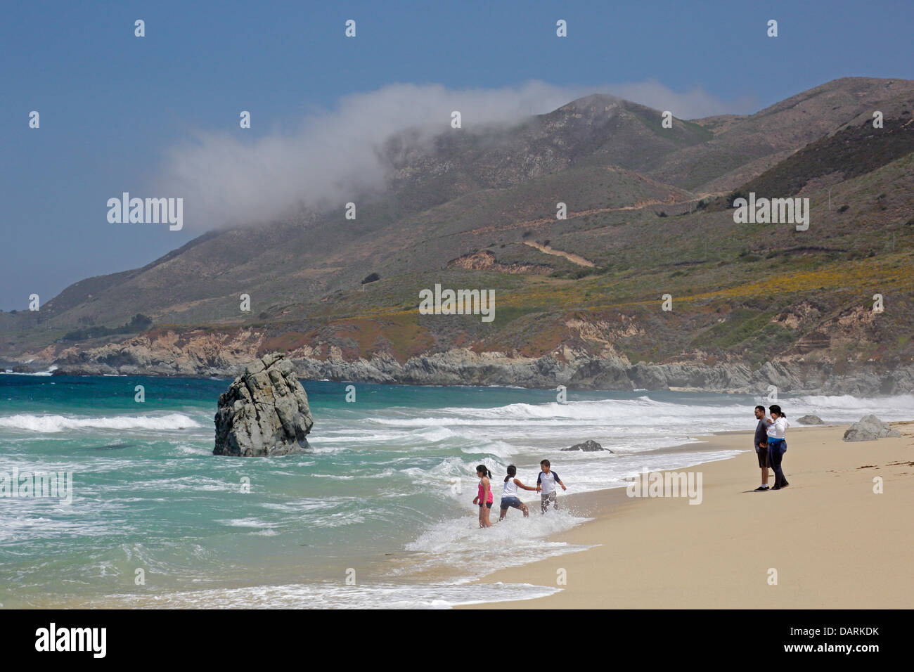 Familie, spielen am Strand in Kalifornien Stockfoto