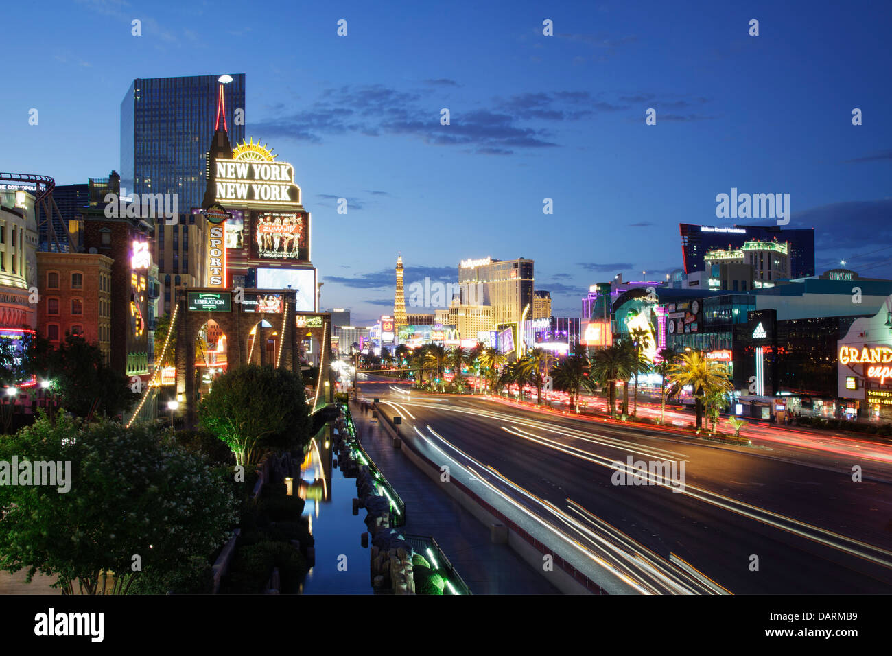 USA, Nevada, Las Vegas, New York New York Hotel und Las Vegas Boulevard Stockfoto