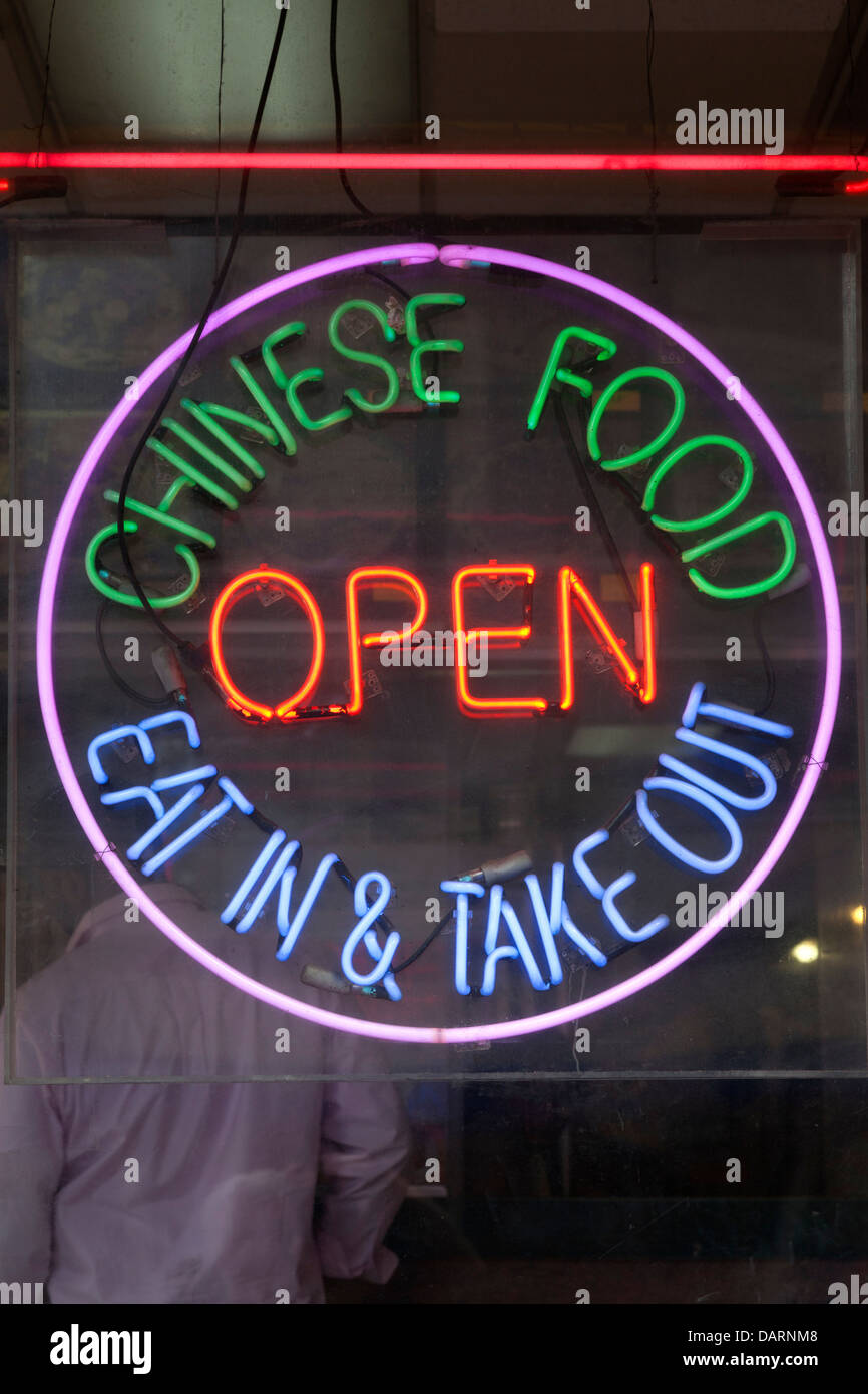 Chinesisches Essen Leuchtreklame in New York City Stockfoto